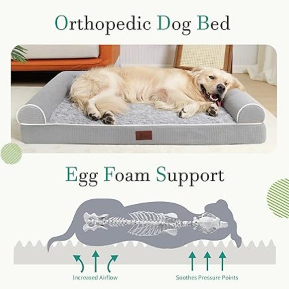 Orthopedic Dog Beds for Large Dogs,Waterproof Lined Egg Crate Foam Pet - Picture 2 of 5